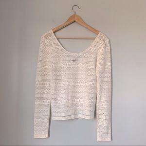American Eagle Outfitters Crochet Lace Long-Sleeve Top